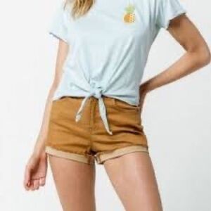 Sky & Sparrow Rust High Rise Cuffed Shorts‎
